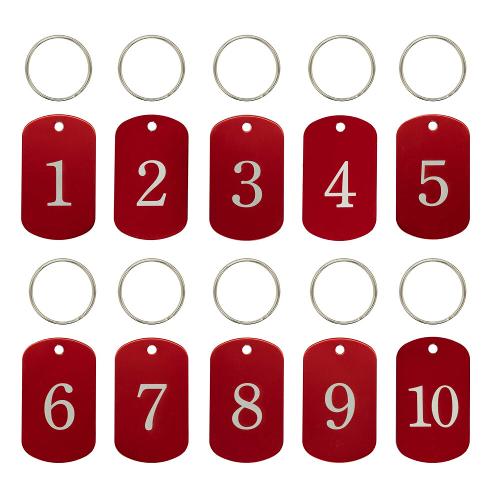 Photos - Other Office Equipment Aluminum Engraved Number Tags Key Tags ID Tags with Key Rings (1-10, Red)