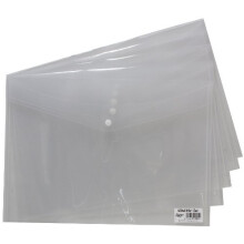 Tiger A3 Clear Stud Wallet Folder Plastic Document Holder File Popper Wallets (Pack of 5)