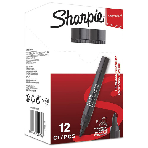 Sharpie Sharpie M15 Permanent Markers | Bullet Tip | Black | 12 Count