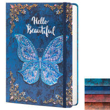 sexeeg Ruled Journal Notebook, B5 3D Butterfly Embossed Hardcover Writing Journal with Elastic Closure Band, 192 Pages Lined Paper for School, Office