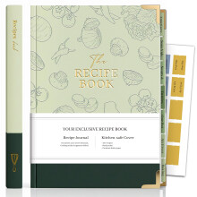 AISBUGUR Blank Recipe Book to Write in Your Own Recipes with Two-Tone Faux Leather Cover - Hardcover Recipe Notebook for 55 Recipes - 8.5" x 6" Cookb