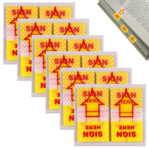 300Pcs Sign Here Index Tabs Stickers 50/Dispenser for Document Notebook Notarization Classify File 1inch Yellow Translucent Small Message Flags Arrow