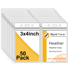Fushing Pack of 50 Clear Plastic Vertical Badge Holders, Name Tag Holders, Card Holders (L)