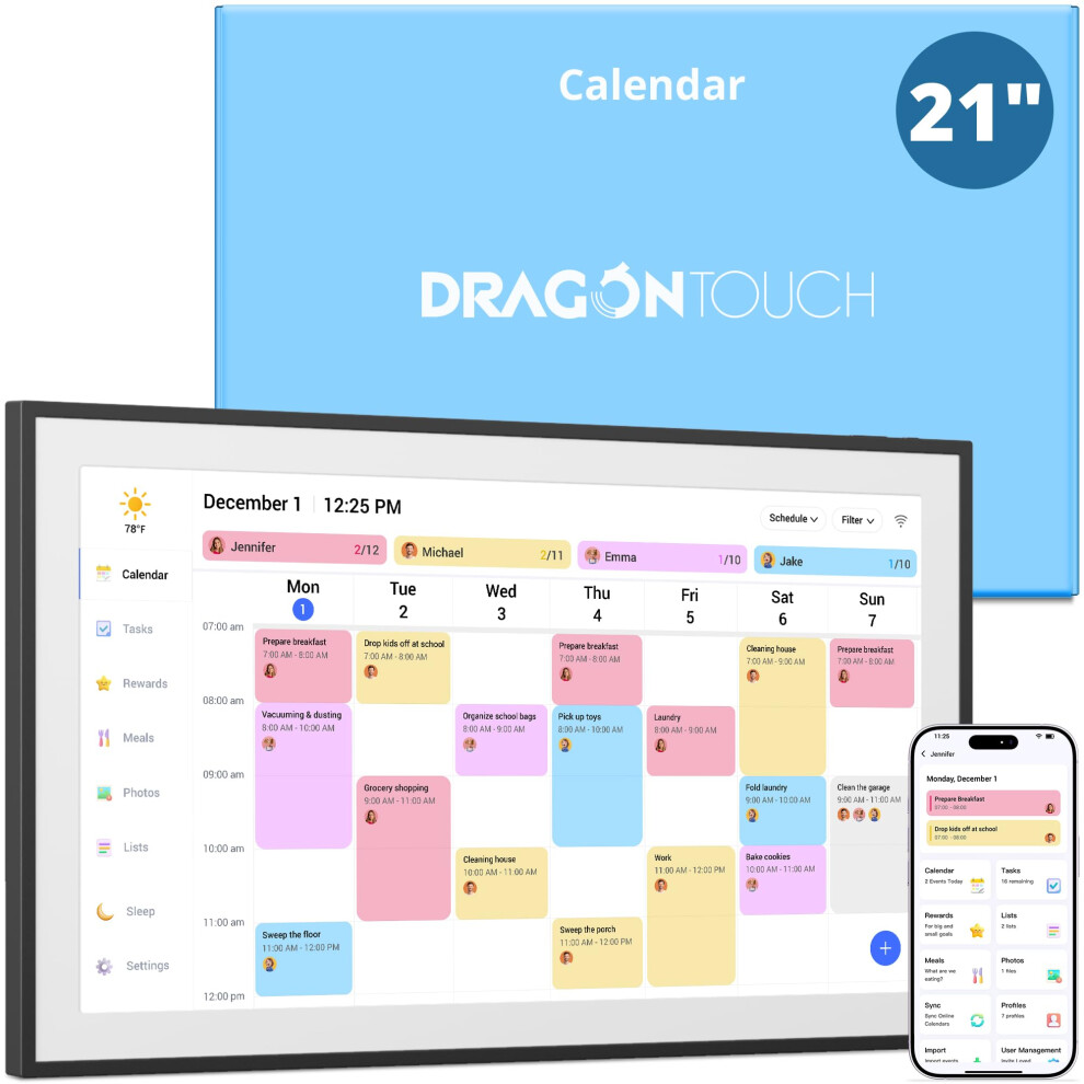 Photos - Notebook Dragon Touch Calendar, 21.5" Digital Calendar Family Wall Planner, 64GB1080P Full HD Interactive Touchscreen, Smart Cho 2026