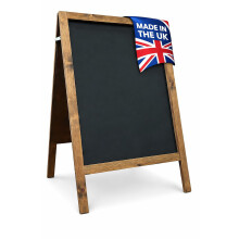 Dark Oak Wooden A Board Pavement Sign 100x60cm, 10kg | Double Sided Outdoor Chalkboard | Heavy Duty Blackboard Sandwich Board for Cafe, Restaurant, P