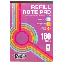 Booghe, A4 Refill Notepad,180 Pages,Micro-Perfed for Easy Removal of Pages,Premium Quality Writing Paper,80 GSM,Lined with Margins - Ideal for School