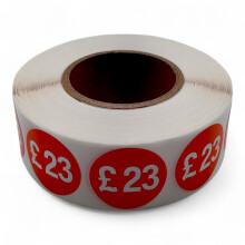 Price Stickers - 1000 Stickers - 25mm Red Self Adhesive Sticky Labels Rolls 23
