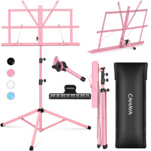 CAHAYA Sheet Music Stand Metal Portable with Carrying Bag, Sheet Music Folder, Projector Stand, Portable Podium Stand, Laptop Stand Pink, CY0204-1
