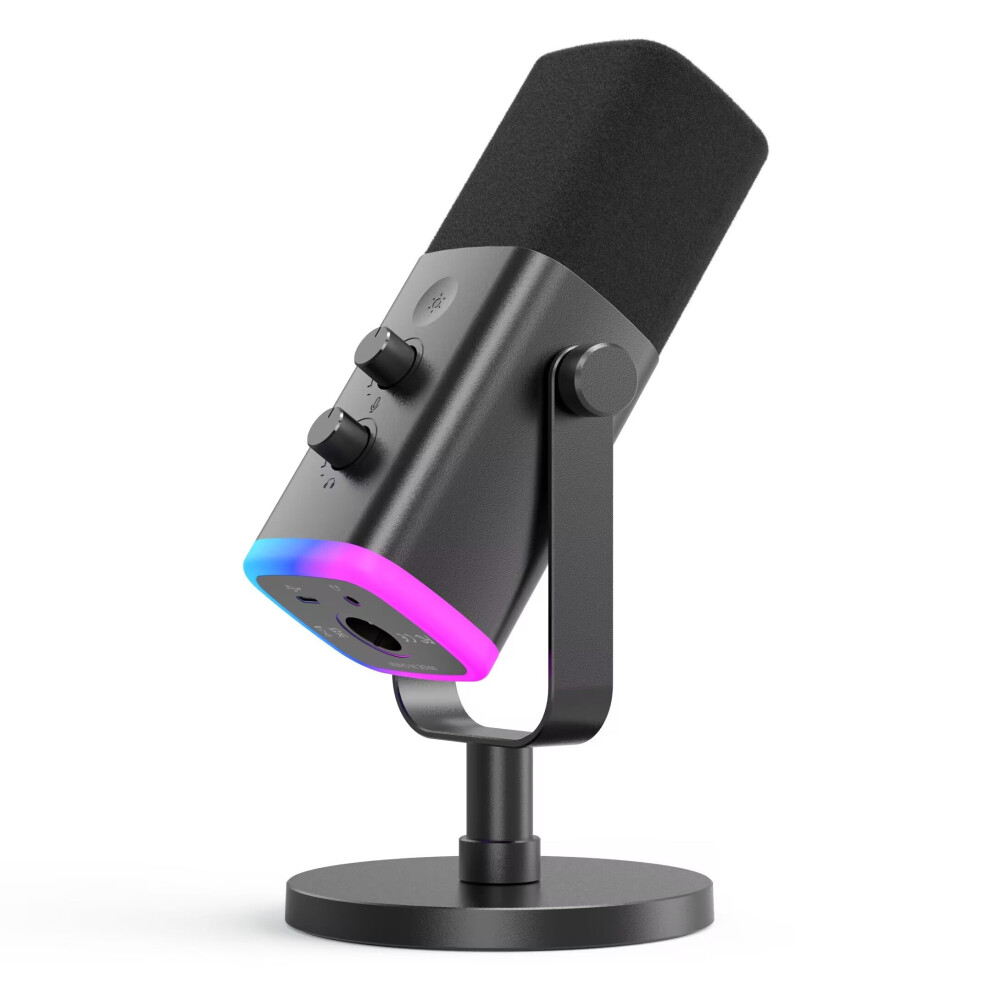 Fifine Xlr/Usb Gaming Microphone, Studio Dynamic Streaming Mic, Computer Desktop Stand Microphone For Podcast, Voiceover, Recording, With Rgb, Mute,