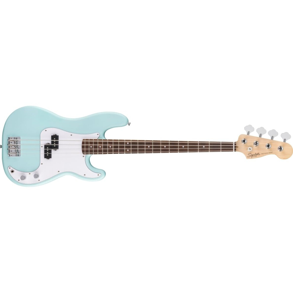 Fender Squier By Debut Collection Precision Bass Guitar, Laurel Fingerboard, Pickguard, Daphne White/Blue