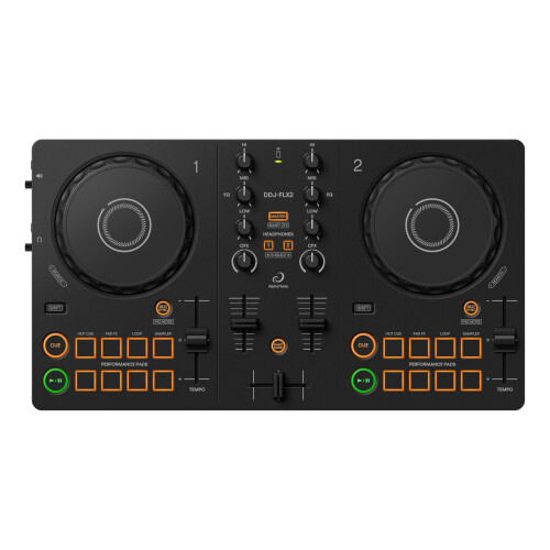 AlphaTheta/Pioneer DJ DDJ-FLX2 Beginner DJ Controller – Portable USB-Powered 2-Channel Controller with Professional Layout – Compatible with Music