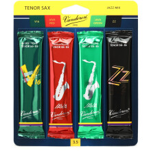 Vandoren SRMIXT35 Tenor Sax Jazz Reed Mix Card includes 1 each ZZ, V16, JAVA and JAVA Red Strength 3.5
