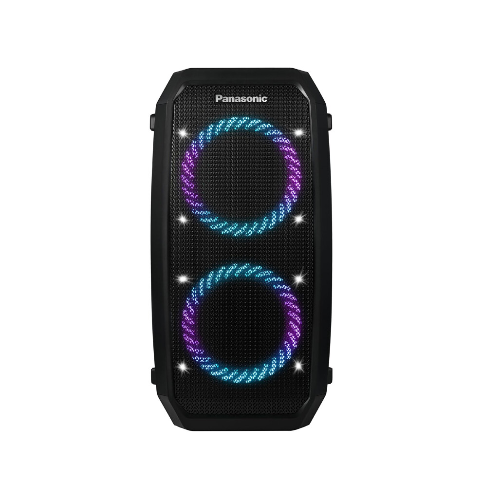 Panasonic Sc-Bmax30 Portable Party Speaker With Bluetooth, Built-In Lights, Bass Reflex Port, 320W, Usb, Ipx4, Guitar & Mic Inputs For Karaoke, Black