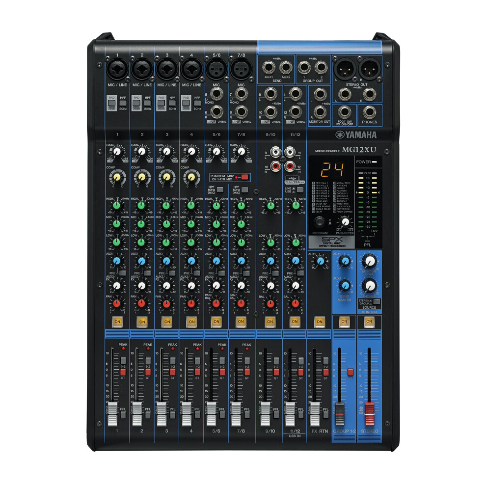 Yamaha Mg12xu Mixing Console - Compact Mixer With 12 Input Channels, Spx Digital Effects, Usb Audio Functions And D-Pre Mic Preamps