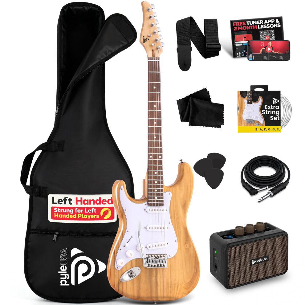 Pyle Full Size Electric Guitar Kit 97cm, 22 Fret Beginner Guitars Bundle 5W Amp, With Gig Bag, Picks, Spare Strings, Strap, and ST-Style Paulownia Bo