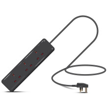 Eagle Three Gang Mains Power 13A Extension Socket to 13A UK Plug Lead Cable, British Standards BS1363 0.5m