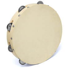 Tiger TAM91-10 10" Wooden Tambourine - Single Row - Natural