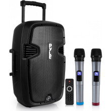 Pyle Portable Bluetooth PA Speaker System with Dual Wireless Microphones, 1000W Karaoke Speaker with 12" Woofer, USB/SD/FM, Rechargeable for Parties,