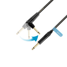 Adam Hall Cables 5 STAR IPPR FLIPJACK instrument cable 9 m, adjustable TS jack plug straight/90, gold-plated contacts, Neutrik TS plug