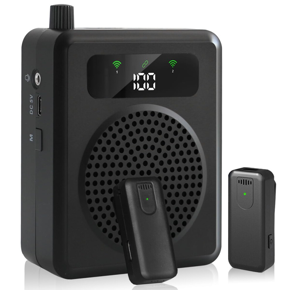 Qeekada Voice Amplifier With Wireless Lavalier Microphones, Portable Voice Amp