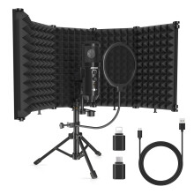 SwaykTech Studio Recording Microphone with Isolation Shield, Pop Filter and Metal Tripod Stand, Mic for PC, Laptop, Smartphone, Music, Singing, Podca