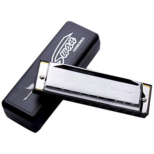 Swan Swan 10 Hole Blues Diatonic Harmonica Key of C - Silver