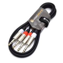 VisioSound 2 x 6.35mm 1/4" Stereo TRS Jack Balanced Twin Lead/Signal Audio Patch Cable 3m