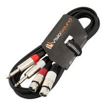 VisioSound 2 x Female XLR to 2 x 6.35mm 1/4" Mono Jack Twin Lead/Audio Signal Patch Cable 3m