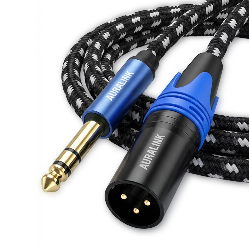 Auralink 6.35Mm Trs To Xlr Male, Braided Xlr To 1/4 Trs Guitar Cable F