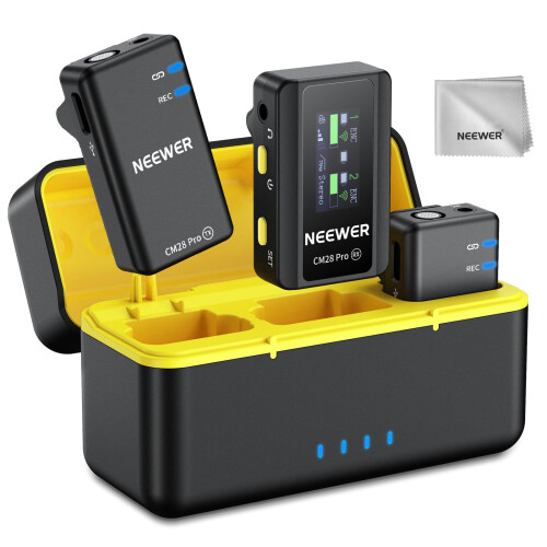 Neewer NEEWER CM28 PRO Wireless Lavalier Microphone + Charging Case, Noise Canceling 9H