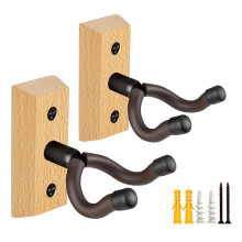 Guitar Wall Mount 2 Pack, Beech Wood Guitar Hanger, U-Shaped Guitar Wall Hanger Mount, Guitar Holder Hook Stand Wall Mount Guitar Accessories for Acou