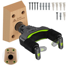 AA AUDIO ACCESSORY Guitar Wall Mount Autolock Nitro Friendly Velvet Hook Heavy-Duty Design 4-Screw Wooden Base 20lbs+ Load Guitar Wall Hanger for Bas