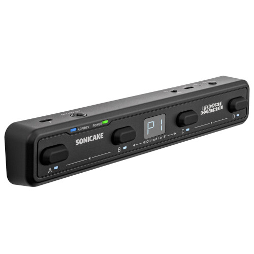 SONICAKE Pocket Control Wireless MIDI Foot Controller - 4 Programmable Footswitches Wired/Wireless MIDI Transmission, USB Host 12H Runtime for Live P