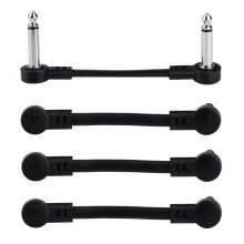 Rayzm Guitar Patch Cables, 6.35mm Angled Instrument Jumper for Guitar/Bass Effects Pedals, 5cm Pedal-Board Jumper Cables (4-Pack)