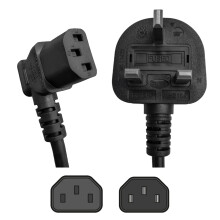 SHAFI 1-Meter Right-Angle Kettle Lead - Pure Copper Core - IEC-C13 Power Cable - PC Projector Cooker Hp Printer Pro-PS4 Computer Monitor - 90-Degree