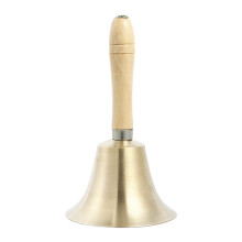 Wooden Hand Bell Extra Loud Solid Brass Call Bell Handbells with Wooden Handle Multi-Purpose for School, Churchl, Hotel, Christmas and Wedding Servic
