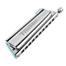 JDR Trochilus 10 Holes Chromatic Harmonica Key of A Armonica Valveless Harp Mouth Organ with Case for Adults Professionals Beginners Kids Teachers an