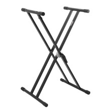 Tiger KYS14-BK Fully Adjustable Keyboard Stand - Heavy Duty Double-Braced Steel - Toothed Locking Mechanism - Suitable for Standing or Seated Playing