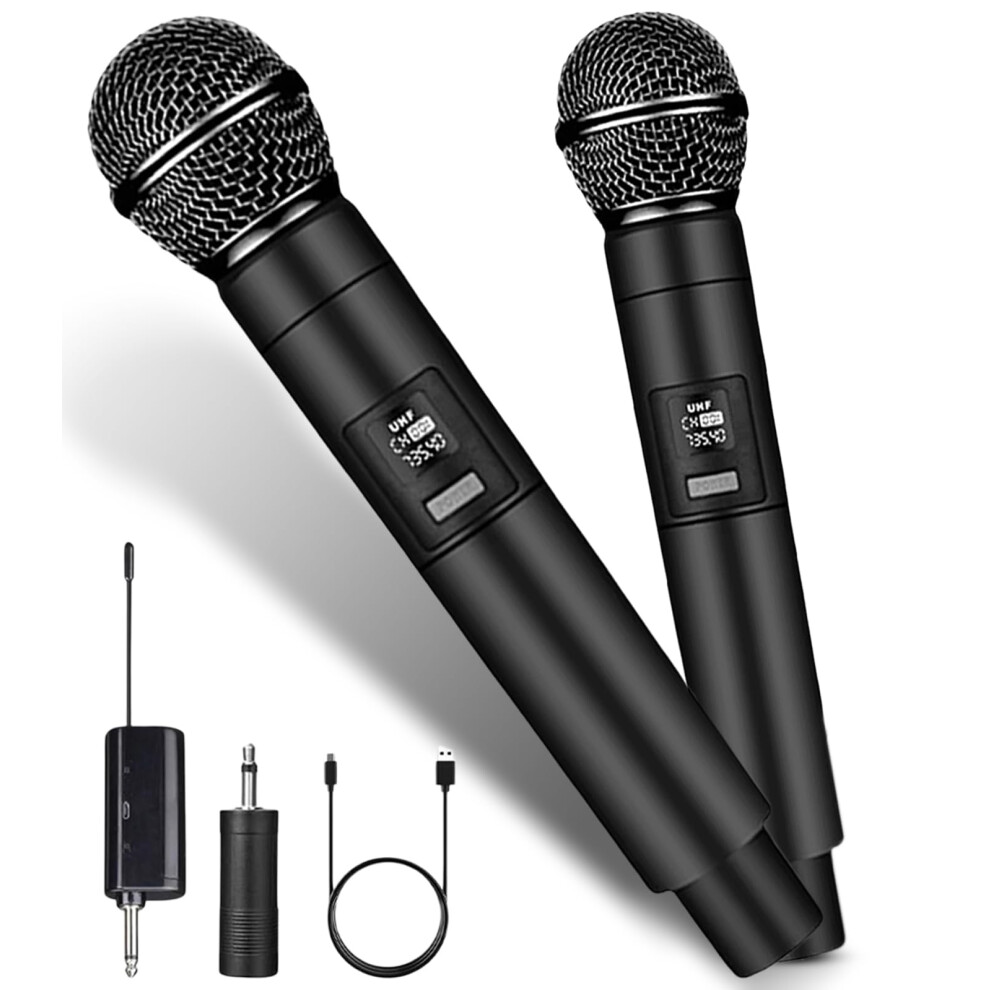 Durnydt Wireless Microphones Uhf Dual Channel Microphone Wireless System With