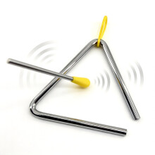 Triangle Instrument 5-inch, Stainless Steel Triangle Musical Instrument with Plastic Handle, Heavy-Duty Steel Design, Suitable for School Band, Early