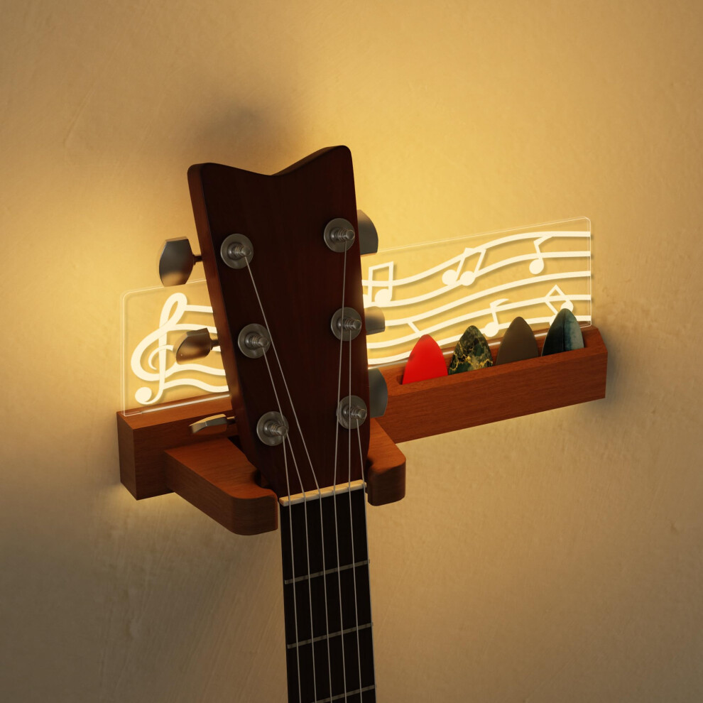 Coolgift Mart Light Up Guitar Wall Mount, Musical Notes Design, Pick H