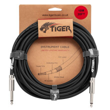 Tiger 10m (33ft) Guitar Instrument Cable - 1/4” Mono Jack to Jack Lead