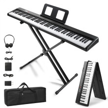 LALAHO 88 Key Foldable Electronic Keyboard Piano, Semi-Weighted Electric Piano Digital Piano with Dual Bluetooth Mode, 1000 Rhythms, 1000 Tones and 5