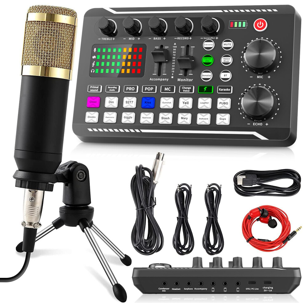 Facmogu F998 Podcast Equipment Bundle, Audio Interface & Bm800 Condens