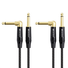 Cable Matters 2-Pack Braided Guitar Cable 1.8m, 6.35mm TS Straight to Right Angle Guitar Lead, 1/4 Inch TS Male to Male Instrument Cable for Electric
