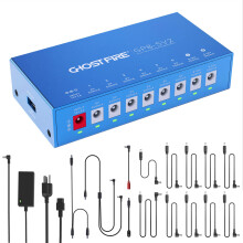 GHOST FIRE Pedal Power Supply with 8 DC Outputs [TRUELY ISOLATED] for 9V/12V/15V/18V Effect Pedal+5V USB for Phone with Separate Short-Circuit Protec