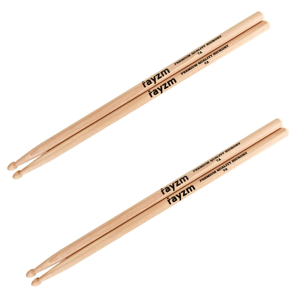 Rayzm Drum Sticks 7A, Solid American Hickory Drumsticks/Beater Sticks,