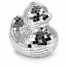Cabilock Silver Mirror Disco Ball Duck Ornament, Reflective Glass Desktop Decoration Photo props Home Decor for Party, Wedding, Dance, Events