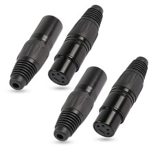 XMSJSIY 4 Pin XLR Female Connectors, 4 Pin XLR-F Plug Audio Mic Microphone Connector XLRCable Ends Solder Type Replacement F-Plug Audio Socket - 4PCS