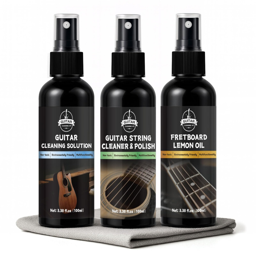 Dingsen Guitar Cleaning Kit:guitar String Cleaner Polish, Fretboard Oil,For Bo
